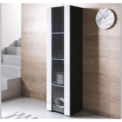 Muebles Bonitos Negro/Blanco Vitrina Modelo Luke V5 40X167cm Y Con Patas Estándar