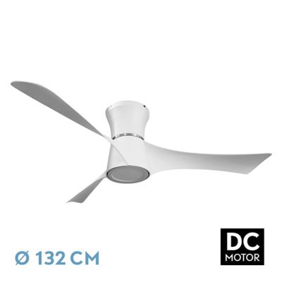 Ventilador De Techo Fabrilamp Led Tianas Regulable Con Control Remoto 18w 3cct 2250lm Ip20 Ø132cm Blanco