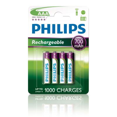 Philips R03B4A70 AAA, 700 mAh níquel metal hidruro Batería