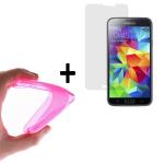 WoowCase | Funda Gel Flexible para [ Samsung Galaxy S5 ] [ +1 Protector Cristal Vidrio Templado ] Ultra Resistente contra Arañazos y Golpes Dureza 9H, PACK Carcasa Case Silicona TPU Suave Rosa