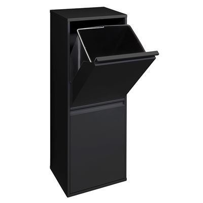 Cubo De Basura Y Reciclaje De Acero De 2 Compartimentos Arregui Basic Cr206-b, 2x17l 34l Negro