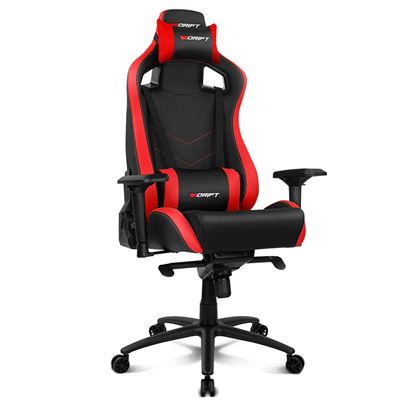 Silla Gaming Drift Gaming Dr175red- Polipiel, Reposabrazos Ajustables 2d, Piston Clase 4, Giratoria, Mecanismo De Mariposa, Cojin Lumbar Y Cervical, Negro/blanco/rojo