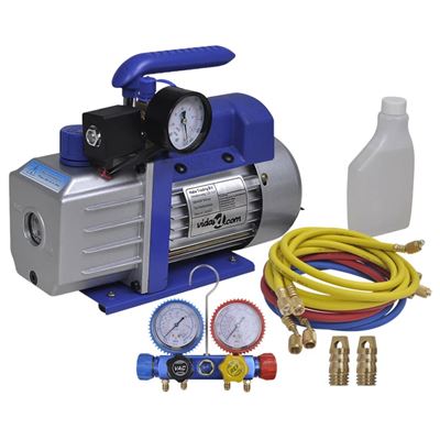 Bomba De Vacío Una Etapa Y Manómetro Colector Cuatridireccional Vidaxl 220 V 50 Hz