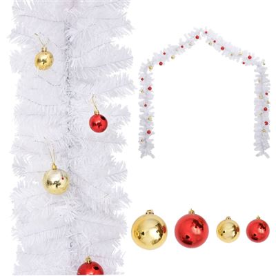 Guirnalda de Navidad decorada con bolas vidaXL blanco 5 m