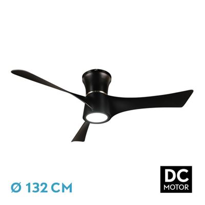Ventilador De Techo Fabrilamp Led Tianas Regulable Con Control Remoto 18w 3cct 2250lm Ip20 Ø132cm Negro