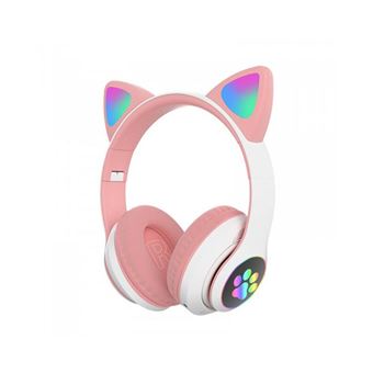 Auriculares infantiles Smartek TWS-CAT con orejas de luz LED Blanco