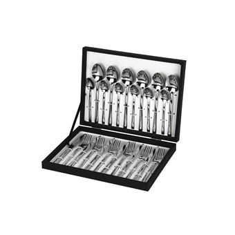 Cubertería de acero inoxidable Cofan Bari Juego de 24 pcs C-18/10 Incluye estuche negro de madera - 1
