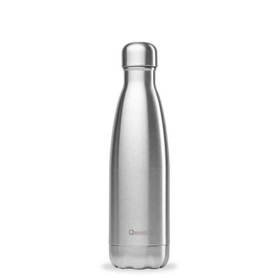 Qwetch Unisex Argenté Botella Isotérmica De Acero Inoxidable Cepillado Originals - Imagen 4