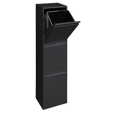 Cubo De Basura Y Reciclaje De Acero De 3 Compartimentos Arregui Basic Cr306-b, 3x17l 51l Negro