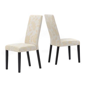 Pack de 2 Sillas Sun Flower Beige, patas en madera maciza color wengué - 1