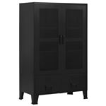 Armario oficina industrial puertas vidaXL malla acero negro 75x40x120cm