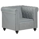 Sillón Chesterfield de cuero auténtico gris