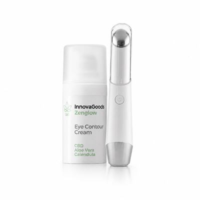 Pack Masajeador De Ojos Antiedad Con Fototerapia, Termoterapia Y Vibración Y Contorno De Ojos Cbd Zenglow 15 Ml Innovagoods