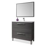 Mueble baño Urban con 1 puerta abatible 1 cajon lavabo y espejo gris ceniza