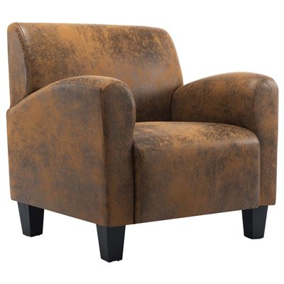 Vidaxl Marrón Sillón De Piel De Ante Artificial