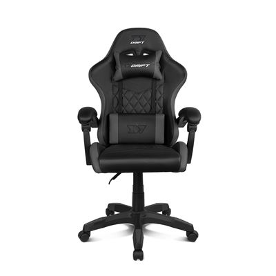 Silla Gaming Drift Gaming Dr35 – Reposabrazos 2d Ajustables, Soporte Lumbar Y Cervical, Reclinable 135°, Tapizado En Cuero Sintético, Ruedas Silenciosas, Negra-gris