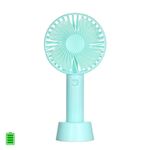 Mini ventilador de mano con bateria recargable con base para mesa. DAM Azul Claro