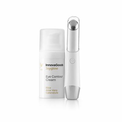 Pack Masajeador De Ojos Antiedad Con Fototerapia, Termoterapia Y Vibración Y Contorno De Ojos Rice Joyglow 15 Ml Innovagoods