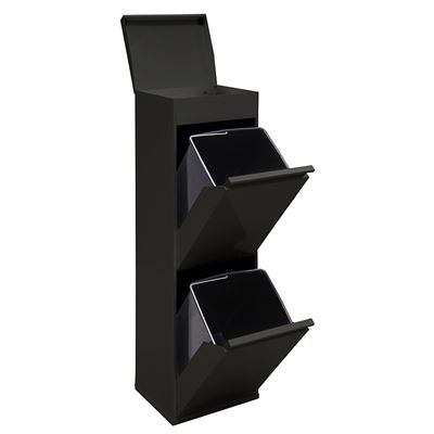 Cubo De Basura Y Reciclaje De 2 Cubos Con Bandeja Superior Arregui Top Cr226-b, 2x17l 34l Negro