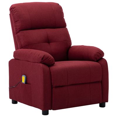 Sillón de masaje reclinable vidaXL tela color vino tinto 76x90x100cm