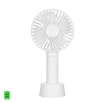 Mini ventilador de mano con bateria recargable con base para mesa. DAM Blanco