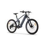 Bicicleta eléctrica Moma Bikes EMTB-27.5 ", Full Suspension, SHIMANO 24 V & Doble Freno Disco Hydraulicos Bateria Integrada Ion Litio 48V 13Ah Gris talla L - XL