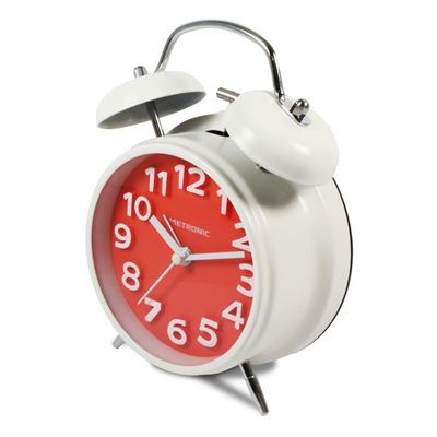 Despertador Metronic 477333 rojo vintage cuarzo silencioso doble campana potente alarma con led para iluminar la