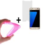 WoowCase | Funda Gel Flexible para [ Samsung Galaxy S7 ] [ +1 Protector Cristal Vidrio Templado ] Ultra Resistente contra Arañazos y Golpes Dureza 9H, PACK Carcasa Case Silicona TPU Suave Rosa
