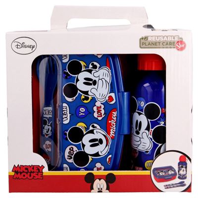 Set Sandwichera Botella Y Cubiertos Disney Mickey Mouse