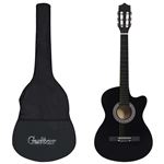 Set guitarra acústica con cutaway vidaXL negro 12 pzas 6 cuerdas 38