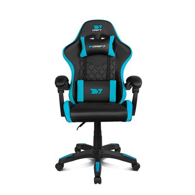 Silla Gaming Drift Gaming Dr35 – Reposabrazos 2d Ajustables, Soporte Lumbar Y Cervical, Reclinable 135°, Tapizado En Cuero Sintético, Ruedas Silenciosas, Negra-azul