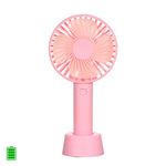 Mini ventilador de mano con bateria recargable con base para mesa. DAM Rosa