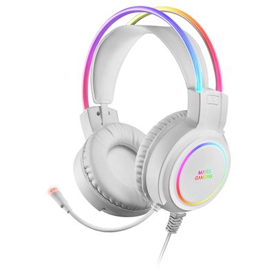 Auriculares Rgb Mars Gaming Mhrgbw, Chroma 360º Con Micro, Blanco