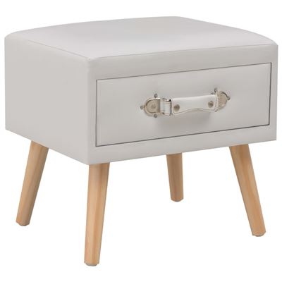 Vidaxl Blanco Mesita De Noche 40X35x40 Cm Cuero Sintético