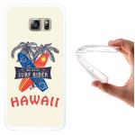 Funda Samsung Galaxy S6 Edge Plus, WoowCase [ Samsung Galaxy S6 Edge Plus ] Funda Silicona Gel Flexible Hawaii Big Waves Surf Rider, Carcasa Case TPU Silicona