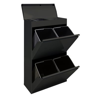 Cubo De Basura Y Reciclaje De 4 Cubos Con Bandeja Superior Arregui Top Cr626-b, 4x17l 68l Negro