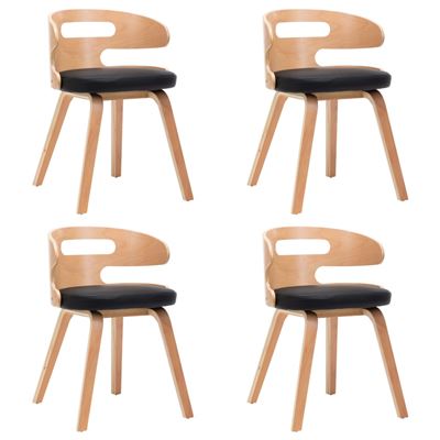 Vidaxl Negro Sillas De Comedor 4 Uds Madera Curvada Cuero Sintético