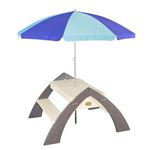 Axi Delta Mesa agua y arena picnic niños madera water table infantil tapa contenedores parasol en gris blanco juguetes exterior jardin a031.023.00