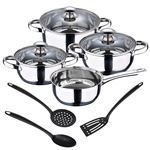 Batería Cocina 7pcs Acero Inox San Ignacio y 3 Utensilios de Cocina Nylon