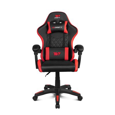 Silla Gaming Drift Gaming Dr35 – Reposabrazos 2d Ajustables, Soporte Lumbar Y Cervical, Reclinable 135°, Tapizado En Cuero Sintético, Ruedas Silenciosas, Negra-roja