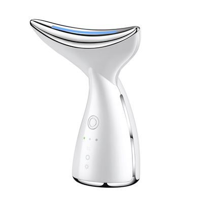 Instrumento De Embellecimiento Del Cuello Con Luz De Color Inteligente+ Ultrasonidos+ Ems Dam Blanco