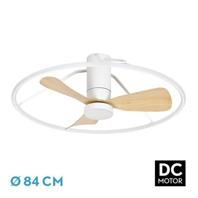 Ventilador De Techo Fabrilamp Dc Oporto Regulable Con Mando A Distancia 56w 3cct 5600lm Blanco Y Haya