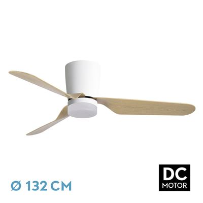 Ventiladpr De Techo Fabrilamp Dc Kochi Regulable Con Mando A Distancia Y Temporizador 18w 3cct 2350lm Blanco Y Haya