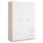 Armario de 3 puertas y 3 cajones Essen 121cm Blanco-Natural