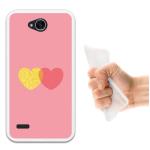 Funda LG X Power 2 Silicona Gel Flexible WoowCase Chic Style Corazón Oro y Rosa - Transparente