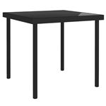 Mesa de comedor de jardín vidaXL vidrio y acero negro 80x80x72cm