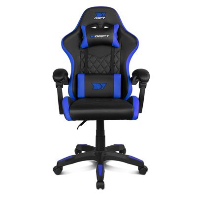 Silla Gaming Drift Gaming Dr35 – Soporte Lumbar Y Reposabrazos 2d Ajustables, Reclinable 135°, Base Robusta, Ruedas Silenciosas, Tapizado En Cuero Sintético, Negro Y Azul