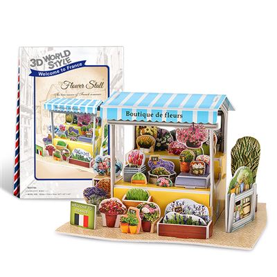 Puzzle 3d World Style Francia Puesto De Flores Tradicional Dam Multicolor