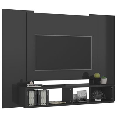 Mueble de TV de pared vidaXL aglomerado gris brillante 120x23,5x90cm,  Pequeño mobiliario, Los mejores precios