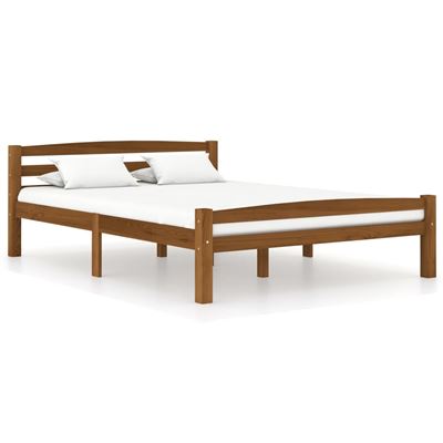 Vidaxl Marrón Estructura De Cama Madera Maciza Pino Miel 140X200cm